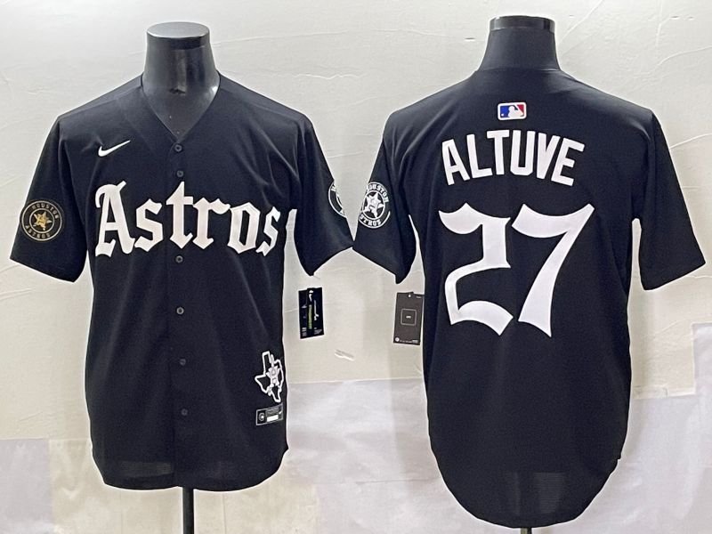 Men 2025 Houston Astros #27 Altuve Black Five generations Joint Name Nike MLB Jersey style 18->houston astros->MLB Jersey